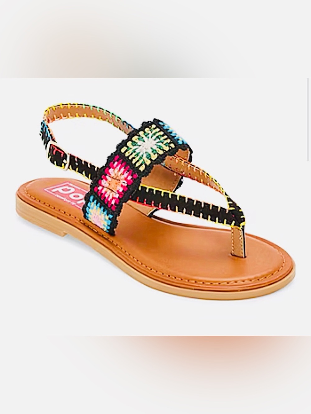 Jellypop Black Multicolor Embroidered Strap Sandals